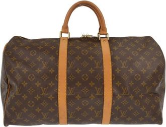 Louis Vuitton Pre-owned Weekend Bags, male, Brown, Size: ONE SIZE Pre-owned Monogram Keepall Travel Bag