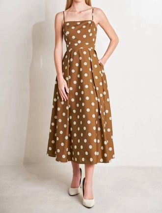 Flying Tomato Polka Dot Midi Dress In Brown/white Dots