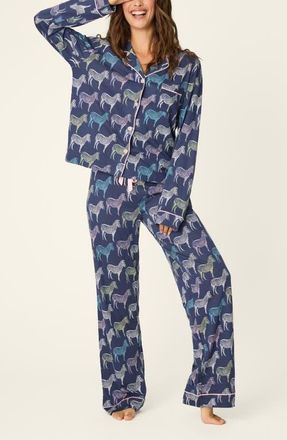 PJ Salvage Whimsy Cotton Blend Pajamas in Deep Sea at Nordstrom, Size X-Small