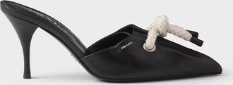 Prada Black Nappa Leather Rope Detail Womens Sandals