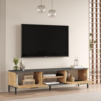 Dmora Mueble Para Tv Crissolo: Un Estante, 2 Puertas, 4 Compartimentos, 160x35x39h Cm, Color Roble Marr&oacute;n