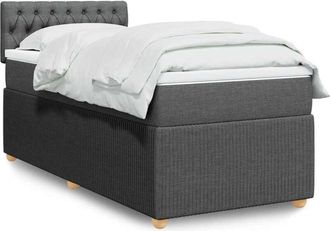 vidaXL Cama Box Spring Con Colch&oacute;n Tela Gris Oscuro 80x200 Cm Vidaxl