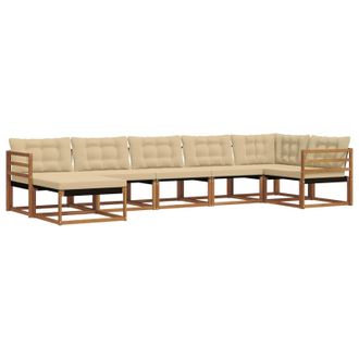 vidaXL Conjunto De Sof&aacute;s De Exterior Con Coj&iacute;n 7 Pcs Natural Y Beige Vidaxl