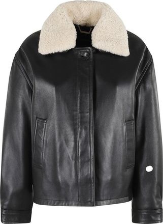 Seventy Shearling-Collared Leather Jacket With Button Closure