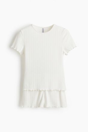 H&M Pyjama mit Pointellemuster - Weiss