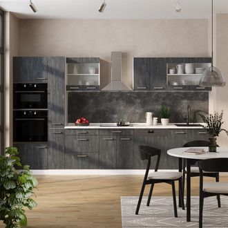 Vicco Mueble De Cocina R-line, Hormig&oacute;n Negro/blanco, 350 Cm Sin Encimera