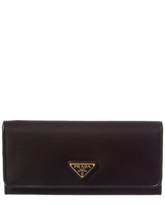 Prada Logo Tessuto & Leather Continental Wallet