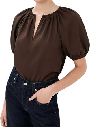 Ulla Johnson Talie Silk Short Sleeve Blouse In Sequoia