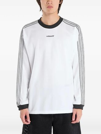adidas long-sleeve stripe-detail T-shirt - men - Recycled Polyester - M - White