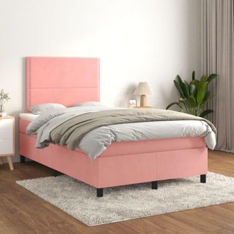 vidaXL Vidaxl - Cama Box Spring Con Colch&oacute;n Terciopelo Rosa 120x200 Cm
