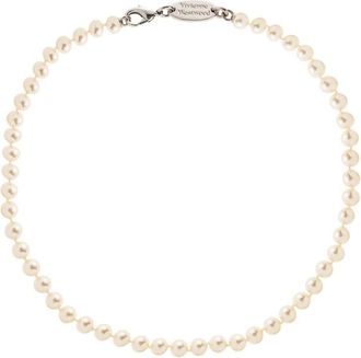 Vivienne Westwood Stuart Pearl Necklace - unisex - Kettingen - Beige - M - Accessoires