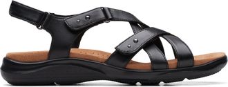 Clarks Kitly Go Leather Sandals In Black Standard Fit Size 5