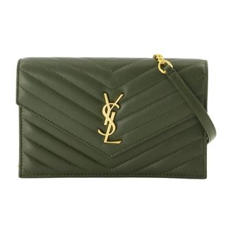 Saint Laurent Cross Body Bags, female, Green, Size: ONE SIZE Cassandre Envelope Chain Wallet