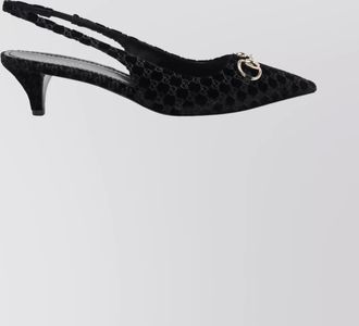 Gucci horsebit slingback suede kitten heel sandals