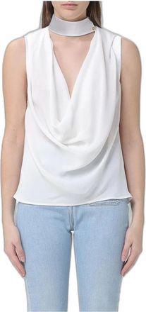 Elisabetta Franchi Mouwloze top met gedrapeerde halslijn en chokerdetail - Dames - Tops zonder mouwen - Wit - L - Satijn - Tops