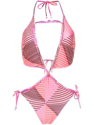 Amir Slama printed cut out swimsuit - Rosa