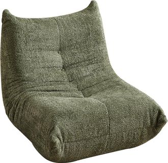 Urban Meuble Sill&oacute;n bajo de chenilla verde, estilo retro chic