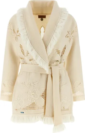 Alanui White Virgin Wool Womens Cardigan
