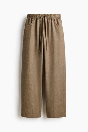 H&M Straight Drawstring Trousers in Dark Beige at Nordstrom, Size Xx-Small