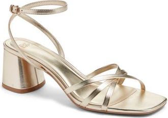 BP. Isabelle Heel Ankle Strap Sandal in Gold Light Metallic at Nordstrom, Size 8.5