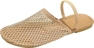 Generic Croc Flip Flops Women Flip Flops Women Size 8 Womens Beach Baotou Mesh Slippers Casual Slippers Flat Shoes Retro Sandals Women Clogs Flip Flops For Wo