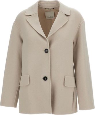 Max Mara Elfi Single-Breasted Jacket - Dames - Jassen - Beige - Maat: M Zijde