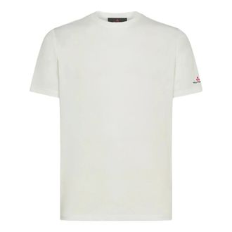 Peuterey T-Shirts, male, White, Size: XL Embroidered Logo Silk Cotton T-shirt