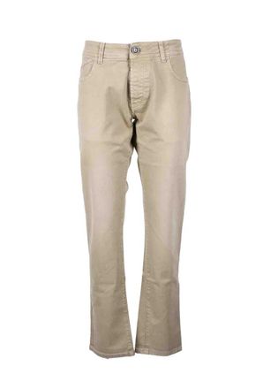 Re-hash Beige Cotton Stretch Trousers With Practical Pockets And Minimalist Design