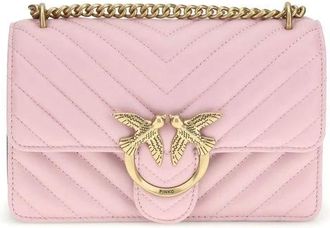 Pinko Pinko, Tassen, Dames, Roze, ONE Size, Leer, Mini Love leren schoudertas