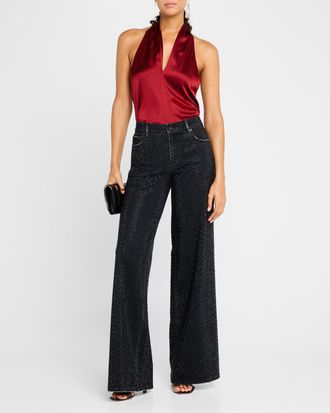 Alice & Olivia Trish Low-Rise Embellished Baggy Jeans