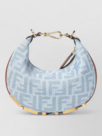 Fendi mini shoulder bag denim texture hardware