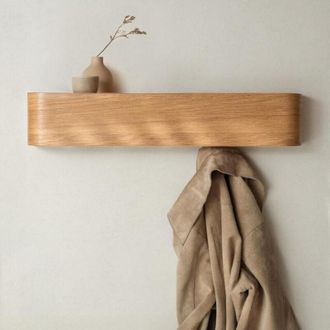 OEM Porte-manteau Murale - Etagere Avec Crochets - Bois Naturel - 52,7 X 7,2 X 10,1 Cm - 1 Piece