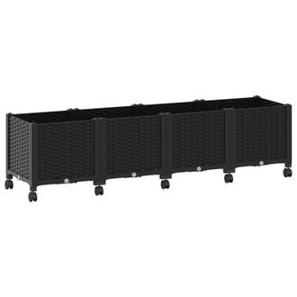vidaXL Macetero De Jard&iacute;n Con Ruedas Negro 160 X 40 X 48 Cm Pp Vidaxl