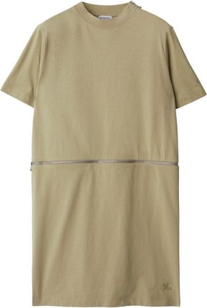 Burberry logo-embroidered cotton dress - women - Cotton - M - Neutrals