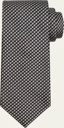 Brioni Mens Geometric Check Silk Tie