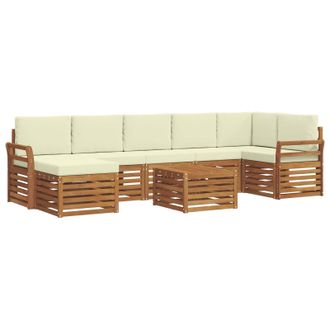 vidaXL Conjunto De Sof&aacute;s De Exterior Con Coj&iacute;n 8 Pcs Natural Y Crema Vidaxl