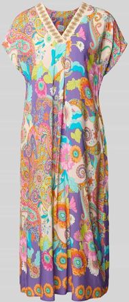 Emily van den Bergh Midikleid aus Viskose im Allover-Look in Pink, Gr&ouml;&szlig;e 36