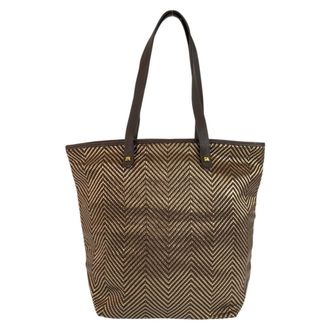 Herm&egrave;s Brown Polyester Leather Shoulder Bag Tote Bag (Pre-Owned)