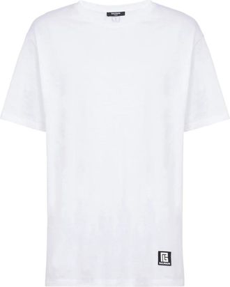 Balmain Oversized ecodesigned katoenen T-shirt met logoprint - Heren - T-shirts - Wit - XS - Katoen - Tops