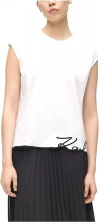 Karl Lagerfeld Top Signature Hem - Dames - Tops zonder mouwen - Beige - S - Tops
