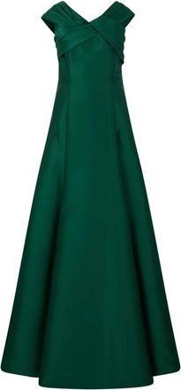 Alberta Ferretti Mikado Jurk Met Plooi - Dames - Trouwkleed - Groen - S - Polyester - Kleedjes