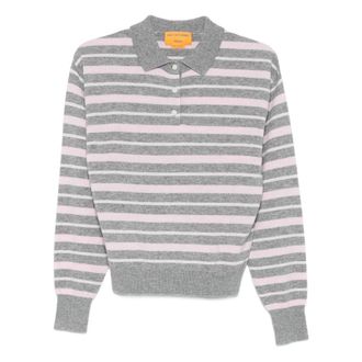 Guest In Residence Cashmere Knitwear, female, Gray, Size: XS Striped Cashmere Polo Shirt
