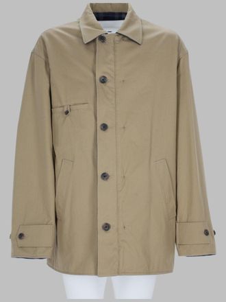 Maison Margiela Beige Sports Jacket with Classic Collar and Button-Down Front