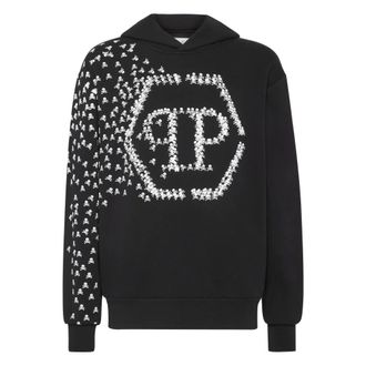 Philipp Plein Hoodies & sweatvesten, Heren, Zwart, S, Katoen, Hooded Sweatshirt Skull&Bones