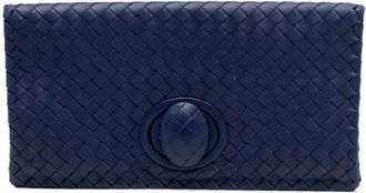 Bottega Veneta Pre-owned Clutches, female, Blue, Size: ONE SIZE Pre-owned Leather Clutch