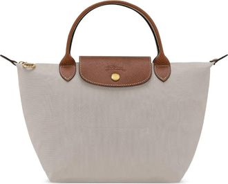 Longchamp small Le Pliage Original flap tote bag - women - Calf Leather/Recycled Polyamide/Polyamide - OS - Neutrals