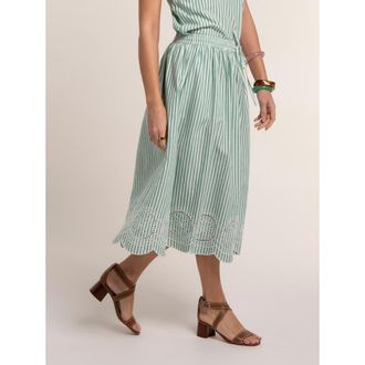 Brakeburn Hannah Embroidery Midi Skirt in Green at Nordstrom, Size 12