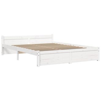 Berkfield Home Beautiful Bed Frame White Solid Wood 150x200 cm King Size
