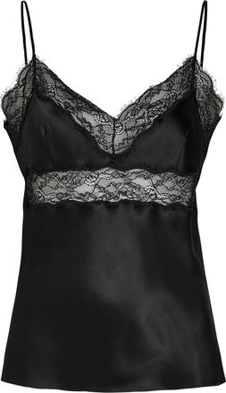 Nili Lotan Felicie Lace-trim Silk Cami top - Black - S (UK8-10 / S)