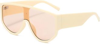 Generic Mens Outdoor Large Frame Sunglasses Womens Sports Commuter Sun Glasses(Beige)